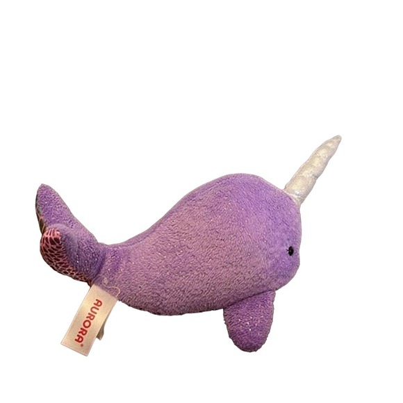 Aurora World Purple Pink Glitter Sparkly Narwhal Plush 10" - Picture 3 of 4
